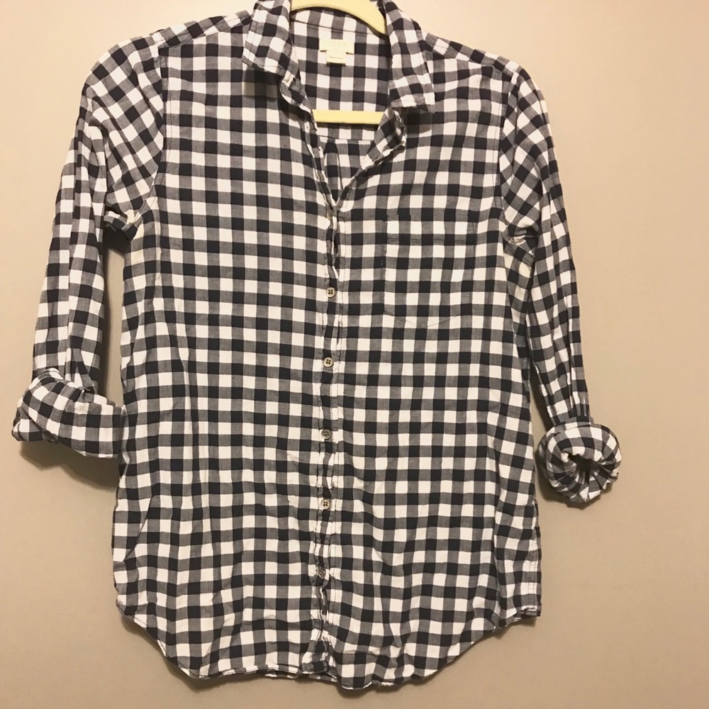 JCrew Navy Checkered Shirt